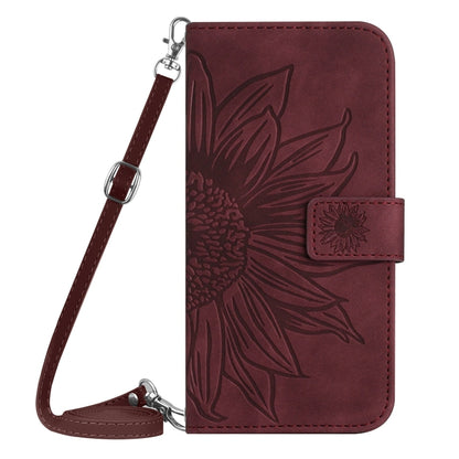 For Xiaomi Redmi 13C 5G Skin Feel Sun Flower Embossed Flip Leather Phone Case with Lanyard(Wine Red) - 13C Cases by PMC Jewellery | Online Shopping South Africa | PMC Jewellery | Buy Now Pay Later Mobicred