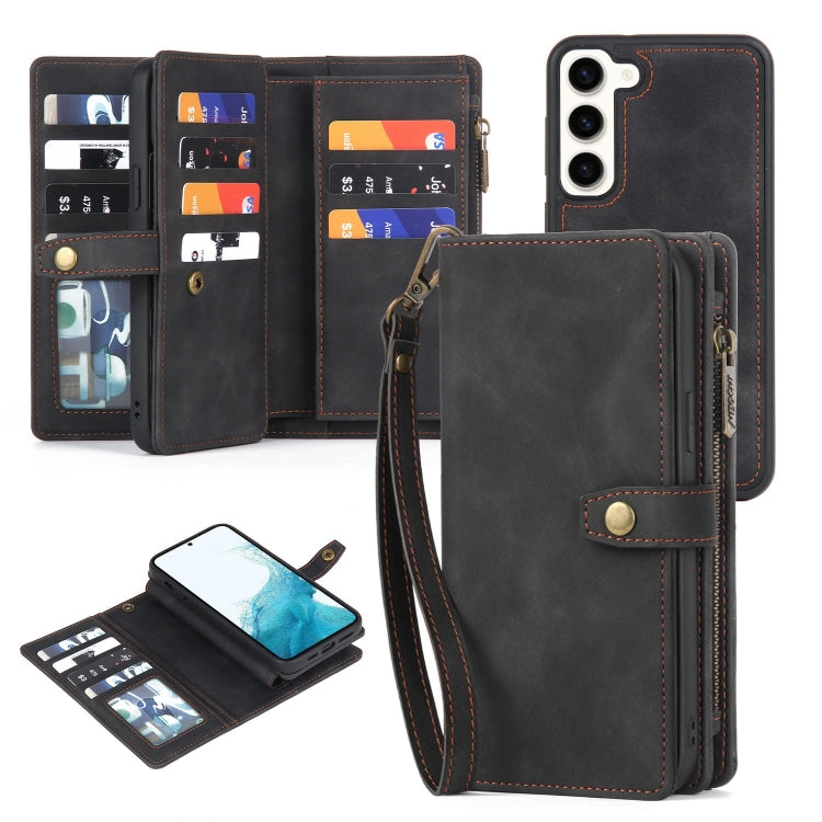 For Samsung Galaxy A13 5G Zipper Wallet Detachable MagSafe Leather Phone Case(Black) - Galaxy Phone Cases by PMC Jewellery | Online Shopping South Africa | PMC Jewellery