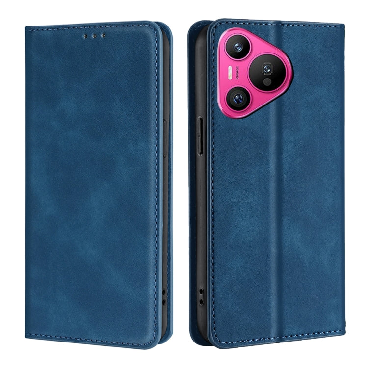 For Huawei Pura 70 Skin Feel Magnetic Leather Phone Case(Blue) - Huawei Cases by PMC Jewellery | Online Shopping South Africa | PMC Jewellery | Buy Now Pay Later Mobicred