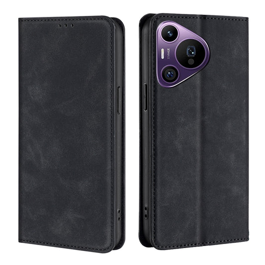 For Huawei Pura 70 Pro / Pro+ Skin Feel Magnetic Leather Phone Case(Black) - Huawei Cases by PMC Jewellery | Online Shopping South Africa | PMC Jewellery | Buy Now Pay Later Mobicred