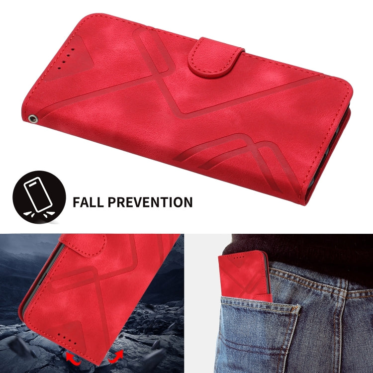 For Google Pixel 9 Pro Line Pattern Skin Feel Leather Phone Case(Red) - Google Cases by PMC TechLife | Online Shopping South Africa | PMC TechLife | Buy Now Pay Later Mobicred