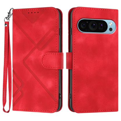 For Google Pixel 9 Line Pattern Skin Feel Leather Phone Case(Red) - Google Cases by PMC Jewellery | Online Shopping South Africa | PMC Jewellery | Buy Now Pay Later Mobicred