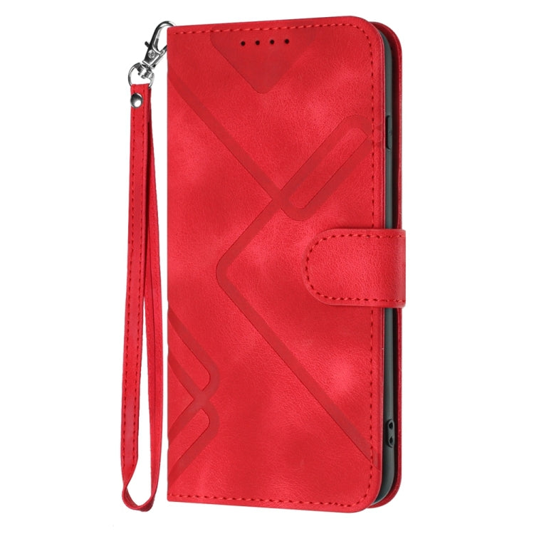 For iPhone 16 Pro Max Line Pattern Skin Feel Leather Phone Case(Red) - iPhone 16 Pro Max Cases by PMC Jewellery | Online Shopping South Africa | PMC Jewellery | Buy Now Pay Later Mobicred