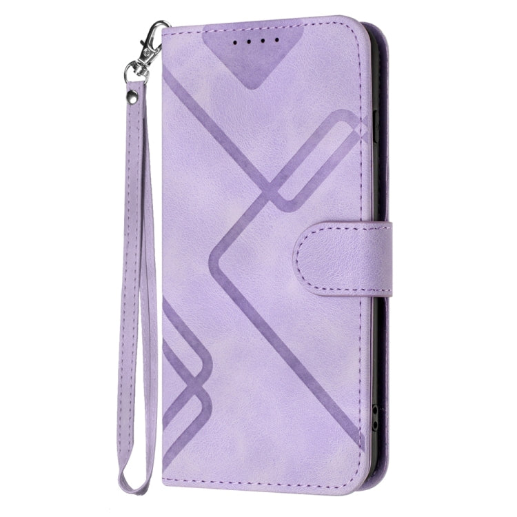 For iPhone 16 Line Pattern Skin Feel Leather Phone Case(Light Purple) - iPhone 16 Cases by PMC Jewellery | Online Shopping South Africa | PMC Jewellery | Buy Now Pay Later Mobicred