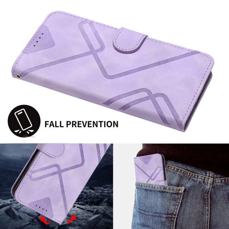 For iPhone 16 Line Pattern Skin Feel Leather Phone Case(Light Purple) - iPhone 16 Cases by PMC Jewellery | Online Shopping South Africa | PMC Jewellery | Buy Now Pay Later Mobicred