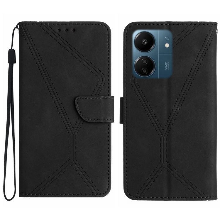 For Xiaomi Redmi 13C 4G Stitching Embossed Leather Phone Case(Black) - 13C Cases by PMC Jewellery | Online Shopping South Africa | PMC Jewellery