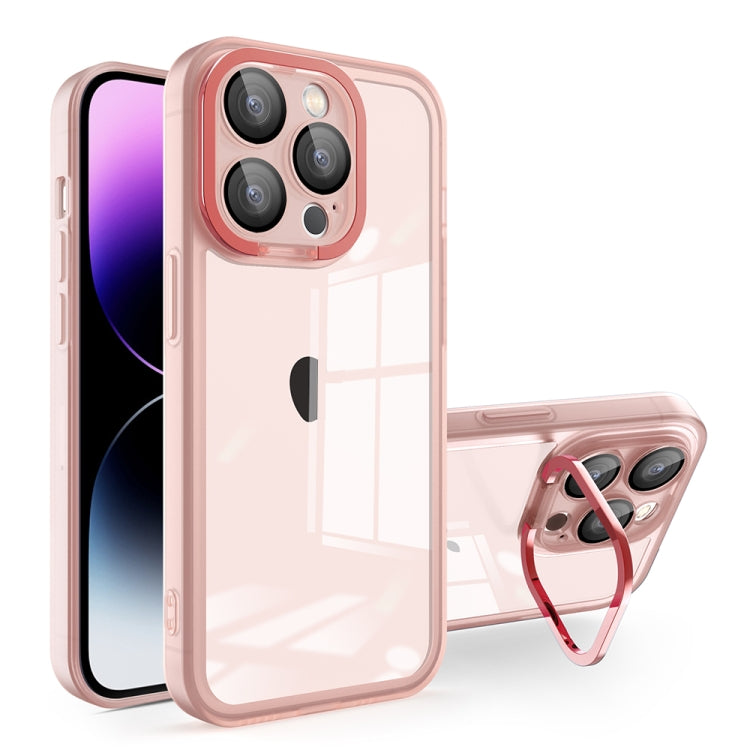 For iPhone 15 Pro Max Invisible Lens Bracket Matte Transparent MagSafe Phone Case(Pink) - iPhone 15 Pro Max Cases by PMC Jewellery | Online Shopping South Africa | PMC Jewellery