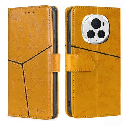 For Honor Magic6 Pro Geometric Stitching Leather Phone Case(Yellow) - Honor Cases by PMC Jewellery | Online Shopping South Africa | PMC Jewellery | Buy Now Pay Later Mobicred