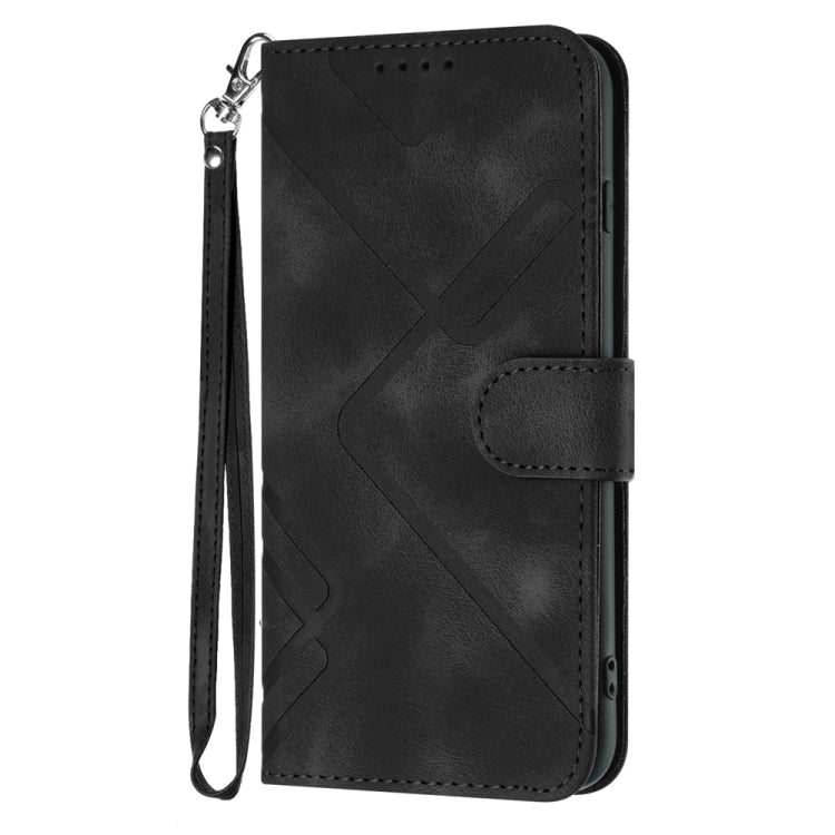 For Motorola Edge 5G 2024 Line Pattern Skin Feel Leather Phone Case(Black) - Motorola Cases by PMC Jewellery | Online Shopping South Africa | PMC Jewellery | Buy Now Pay Later Mobicred
