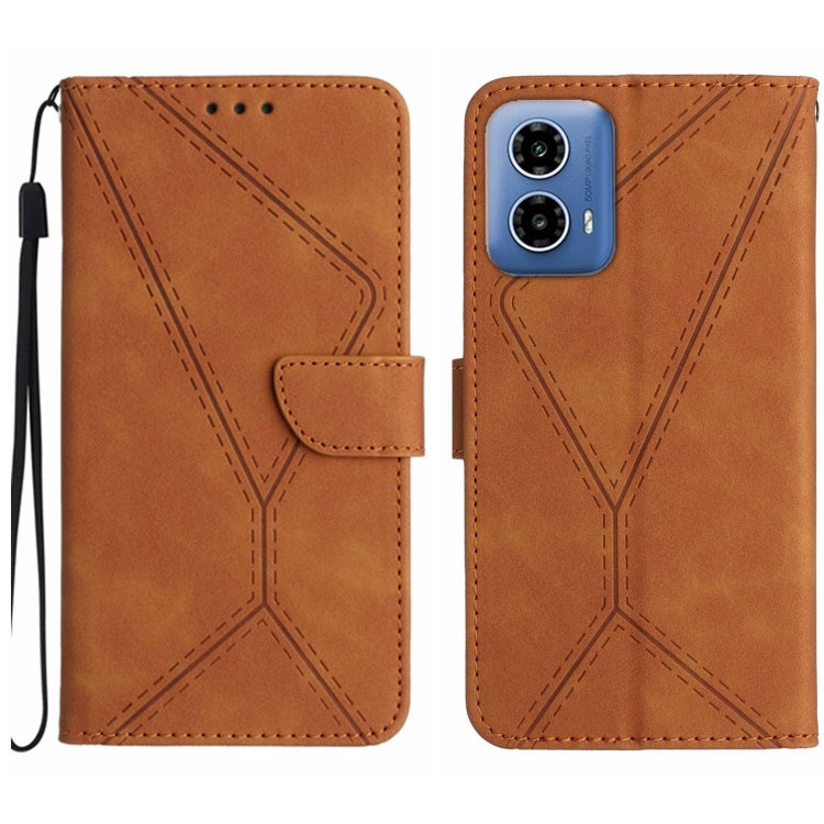 For Motorola Moto G04 / G24 Stitching Embossed Leather Phone Case(Brown) - Motorola Cases by PMC Jewellery | Online Shopping South Africa | PMC Jewellery | Buy Now Pay Later Mobicred