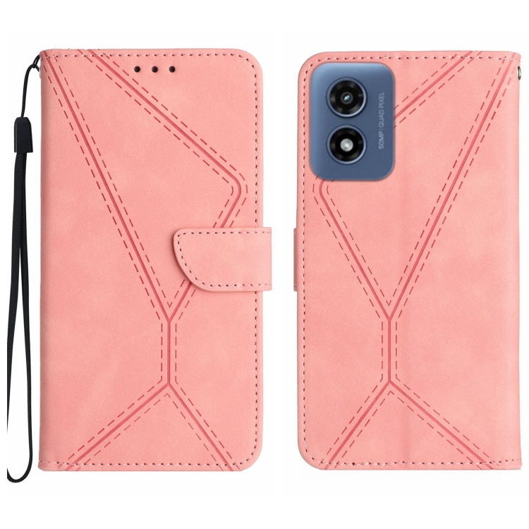 For Motorola Moto G Play 4G 2024 Stitching Embossed Leather Phone Case(Pink) - Motorola Cases by PMC Jewellery | Online Shopping South Africa | PMC Jewellery | Buy Now Pay Later Mobicred