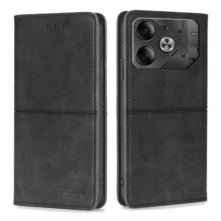 For Tecno Pova 6 5G Cow Texture Magnetic Leather Phone Case(Black) - Tecno Cases by PMC Jewellery | Online Shopping South Africa | PMC Jewellery | Buy Now Pay Later Mobicred