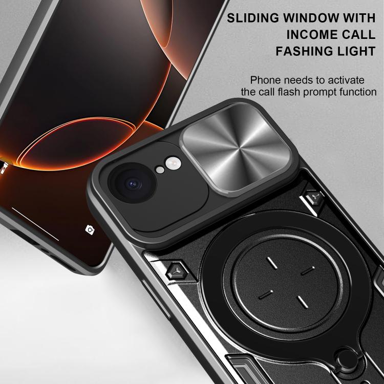 For iPhone 16e CD Texture Sliding Camshield Magnetic Holder Phone Case(Blue) - iPhone 16e Cases by PMC TechLife | Online Shopping South Africa | PMC TechLife | Buy Now Pay Later Mobicred