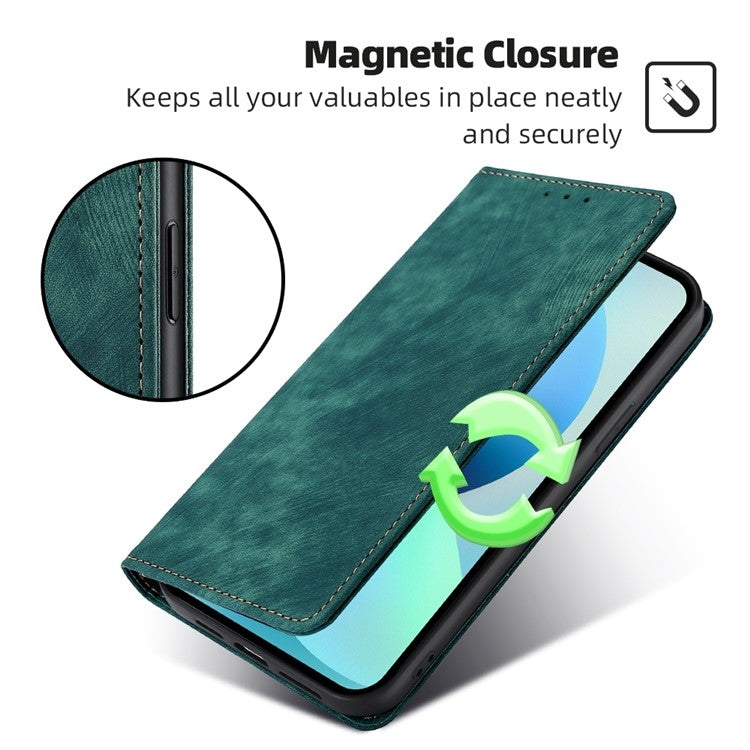 For Honor Magic6 Pro RFID Anti-theft Brush Magnetic Leather Phone Case(Green) - Honor Cases by PMC Jewellery | Online Shopping South Africa | PMC Jewellery | Buy Now Pay Later Mobicred