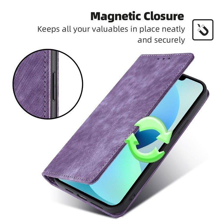 For Honor Magic6 Pro RFID Anti-theft Brush Magnetic Leather Phone Case(Purple) - Honor Cases by PMC Jewellery | Online Shopping South Africa | PMC Jewellery | Buy Now Pay Later Mobicred