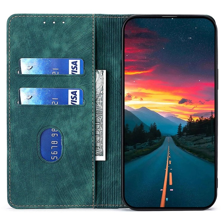 For Huawei Pura 70 RFID Anti-theft Brush Magnetic Leather Phone Case(Green) - Huawei Cases by PMC Jewellery | Online Shopping South Africa | PMC Jewellery | Buy Now Pay Later Mobicred