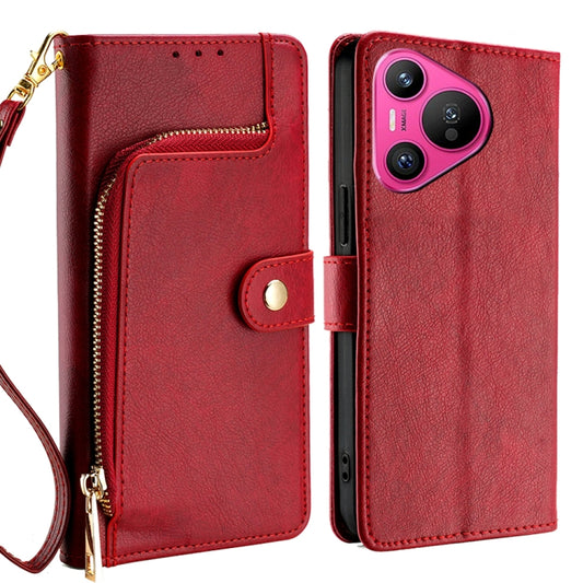 For Huawei Pura 70 5G Zipper Bag Leather Phone Case(Red) - Huawei Cases by PMC Jewellery | Online Shopping South Africa | PMC Jewellery | Buy Now Pay Later Mobicred