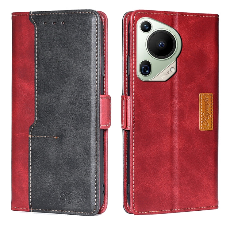 For Huawei Pura 70 Ultra 5G Contrast Color Side Buckle Leather Phone Case(Red + Black) - Huawei Cases by PMC Jewellery | Online Shopping South Africa | PMC Jewellery | Buy Now Pay Later Mobicred