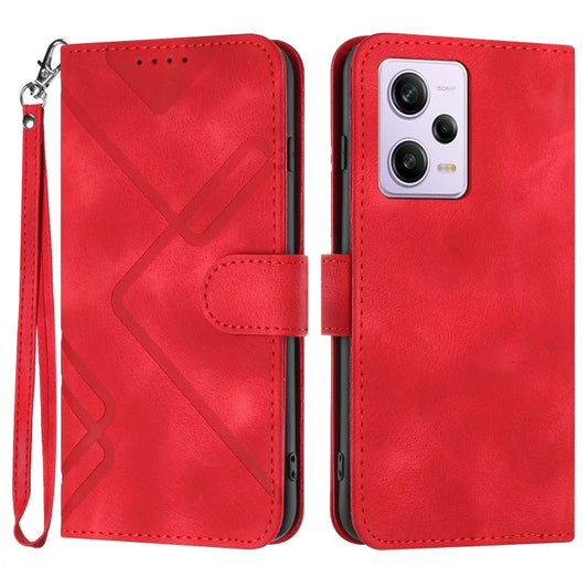 For Xiaomi Redmi Note 12 Pro+ 4G/5G Global Line Pattern Skin Feel Leather Phone Case(Red) - Xiaomi Cases by PMC Jewellery | Online Shopping South Africa | PMC Jewellery | Buy Now Pay Later Mobicred