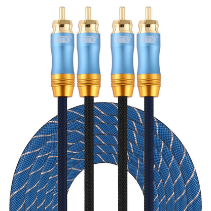 EMK 2 x RCA Male to 2 x RCA Male Gold Plated Connector Nylon Braid Coaxial Audio Cable for TV / Amplifier / Home Theater / DVD, Cable Length:5m(Dark Blue) - Audio Optical Cables by EMK | Online Shopping South Africa | PMC Jewellery | Buy Now Pay Later Mobicred