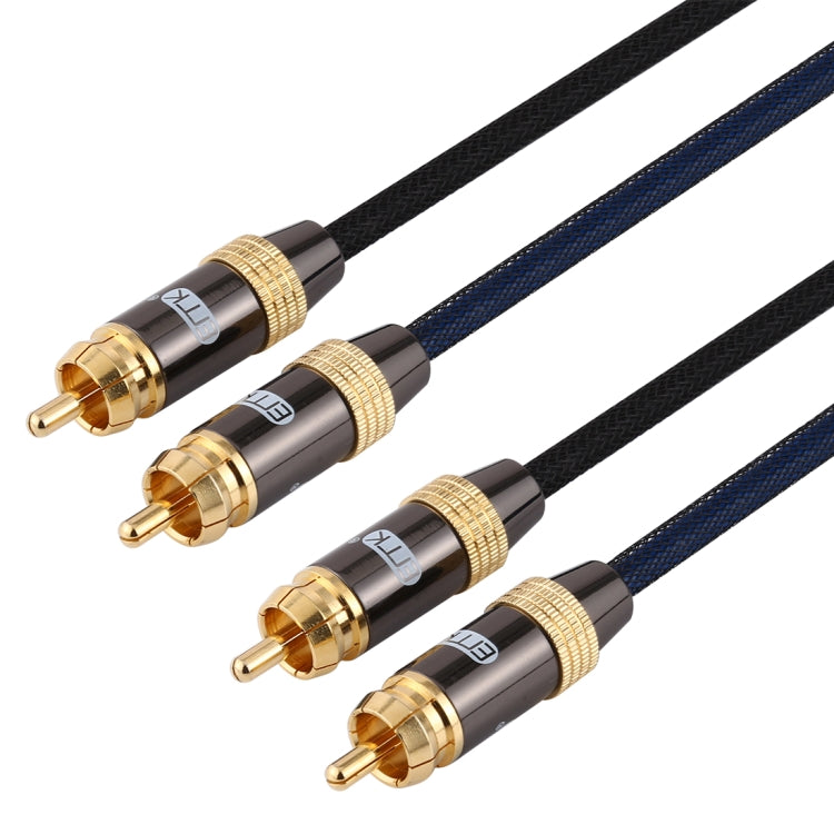 EMK 2 x RCA Male to 2 x RCA Male Gold Plated Connector Nylon Braid Coaxial Audio Cable for TV / Amplifier / Home Theater / DVD, Cable Length:1m(Black) - Audio Optical Cables by EMK | Online Shopping South Africa | PMC Jewellery | Buy Now Pay Later Mobicred