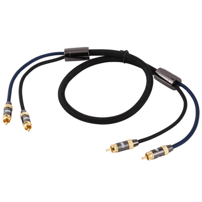 EMK 2 x RCA Male to 2 x RCA Male Gold Plated Connector Nylon Braid Coaxial Audio Cable for TV / Amplifier / Home Theater / DVD, Cable Length:1m(Black) - Audio Optical Cables by EMK | Online Shopping South Africa | PMC Jewellery | Buy Now Pay Later Mobicred