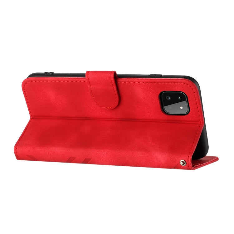 For Samsung Galaxy A22 5G Line Pattern Skin Feel Leather Phone Case(Red) - Galaxy Phone Cases by PMC TechLife | Online Shopping South Africa | PMC TechLife