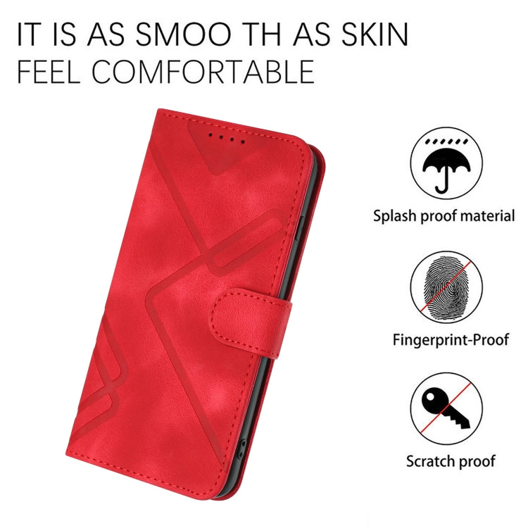 For Samsung Galaxy A22 5G Line Pattern Skin Feel Leather Phone Case(Red) - Galaxy Phone Cases by PMC TechLife | Online Shopping South Africa | PMC TechLife