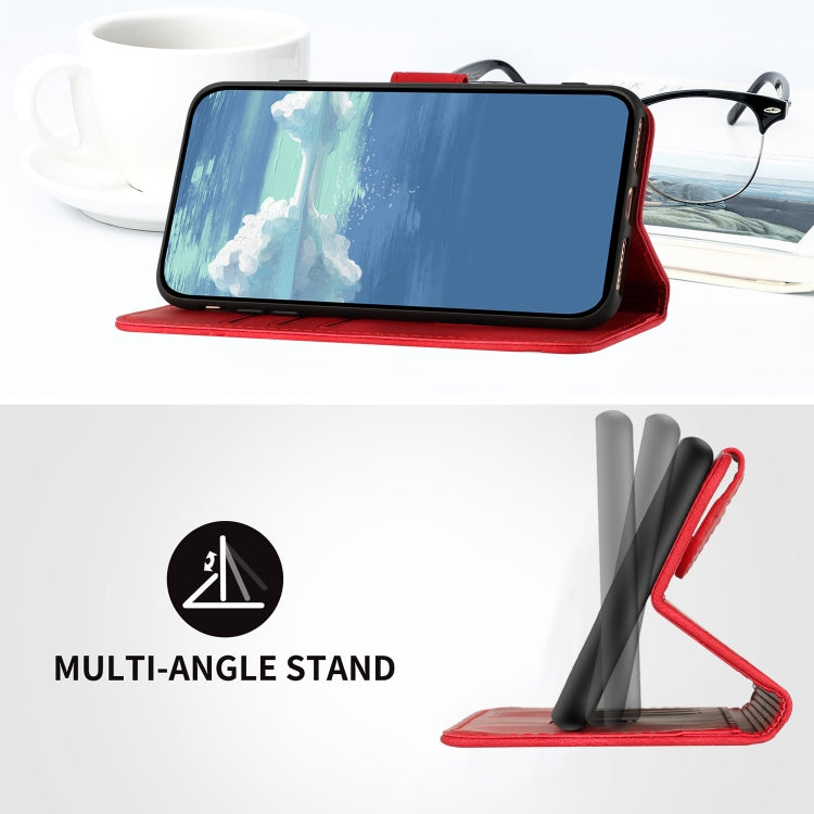 For Samsung Galaxy A22 5G Line Pattern Skin Feel Leather Phone Case(Red) - Galaxy Phone Cases by PMC TechLife | Online Shopping South Africa | PMC TechLife