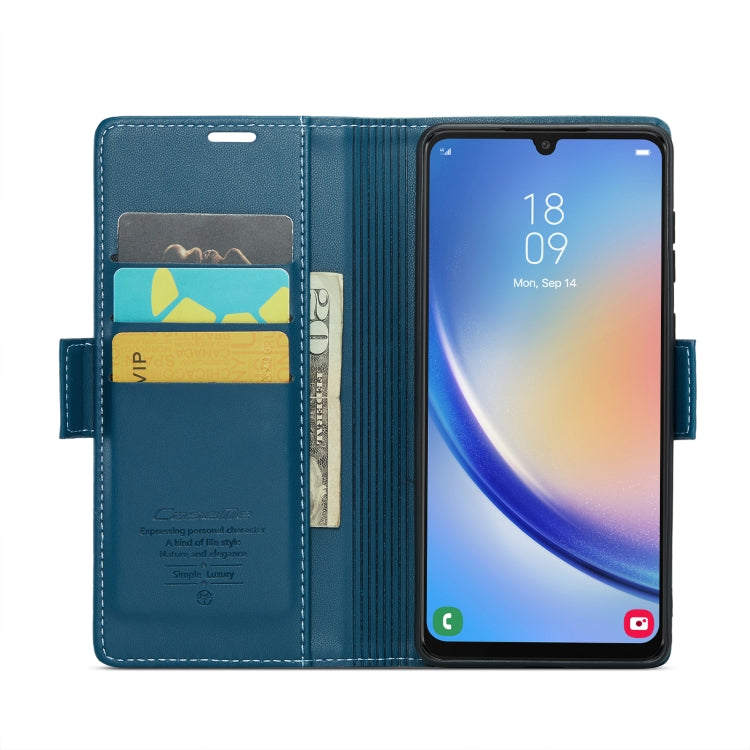 For Samsung Galaxy A34 5G CaseMe 023 Butterfly Buckle Litchi Texture RFID Anti-theft Leather Phone Case(Blue) - Galaxy Phone Cases by CaseMe | Online Shopping South Africa | PMC Jewellery | Buy Now Pay Later Mobicred