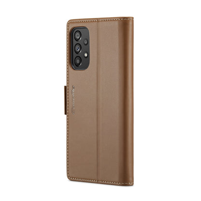 For Samsung Galaxy A73 5G CaseMe 023 Butterfly Buckle Litchi Texture RFID Anti-theft Leather Phone Case(Brown) - Galaxy Phone Cases by CaseMe | Online Shopping South Africa | PMC Jewellery | Buy Now Pay Later Mobicred