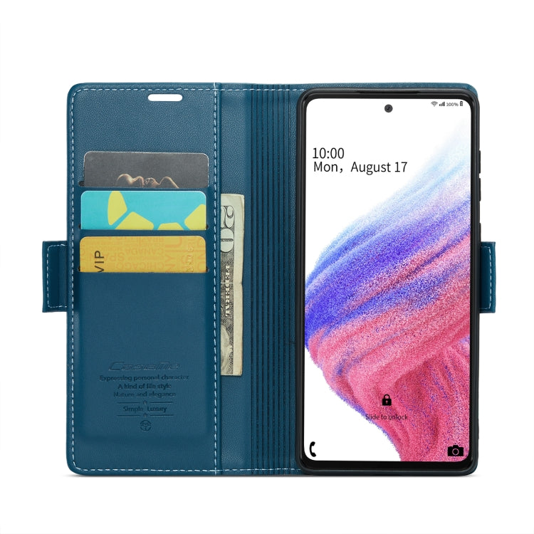 For Samsung Galaxy A53 CaseMe 023 Butterfly Buckle Litchi Texture RFID Anti-theft Leather Phone Case(Blue) - Galaxy Phone Cases by CaseMe | Online Shopping South Africa | PMC Jewellery | Buy Now Pay Later Mobicred