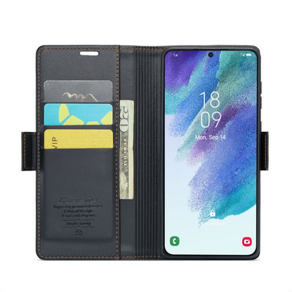 For Samsung Galaxy S21 FE 5G CaseMe 023 Butterfly Buckle Litchi Texture RFID Anti-theft Leather Phone Case(Black) - Galaxy Phone Cases by CaseMe | Online Shopping South Africa | PMC Jewellery | Buy Now Pay Later Mobicred