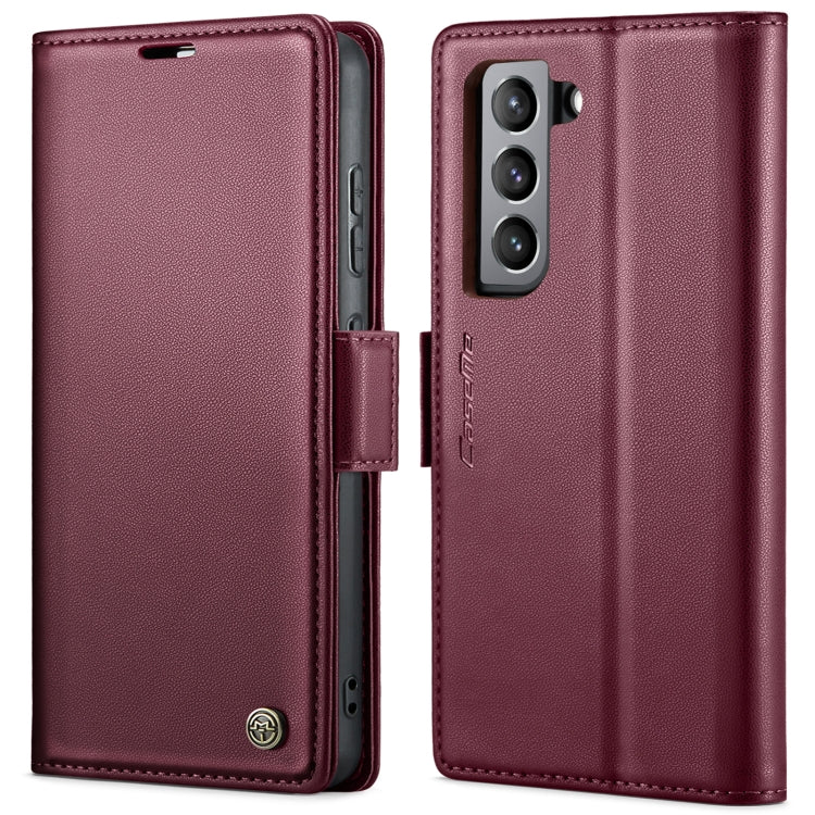 For Samsung Galaxy S21 FE 5G CaseMe 023 Butterfly Buckle Litchi Texture RFID Anti-theft Leather Phone Case(Wine Red) - Galaxy Phone Cases by CaseMe | Online Shopping South Africa | PMC Jewellery | Buy Now Pay Later Mobicred