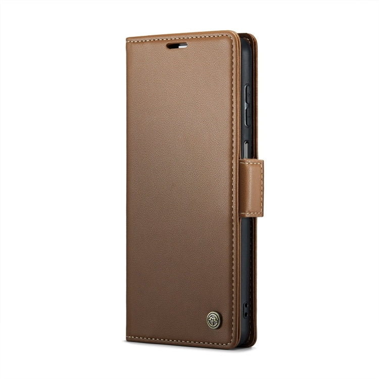 For Samsung Galaxy A13 4G/5G/A04s/A04/M13 5G CaseMe 023 Butterfly Buckle Litchi Texture RFID Anti-theft Leather Phone Case(Brown) - Galaxy Phone Cases by CaseMe | Online Shopping South Africa | PMC Jewellery | Buy Now Pay Later Mobicred