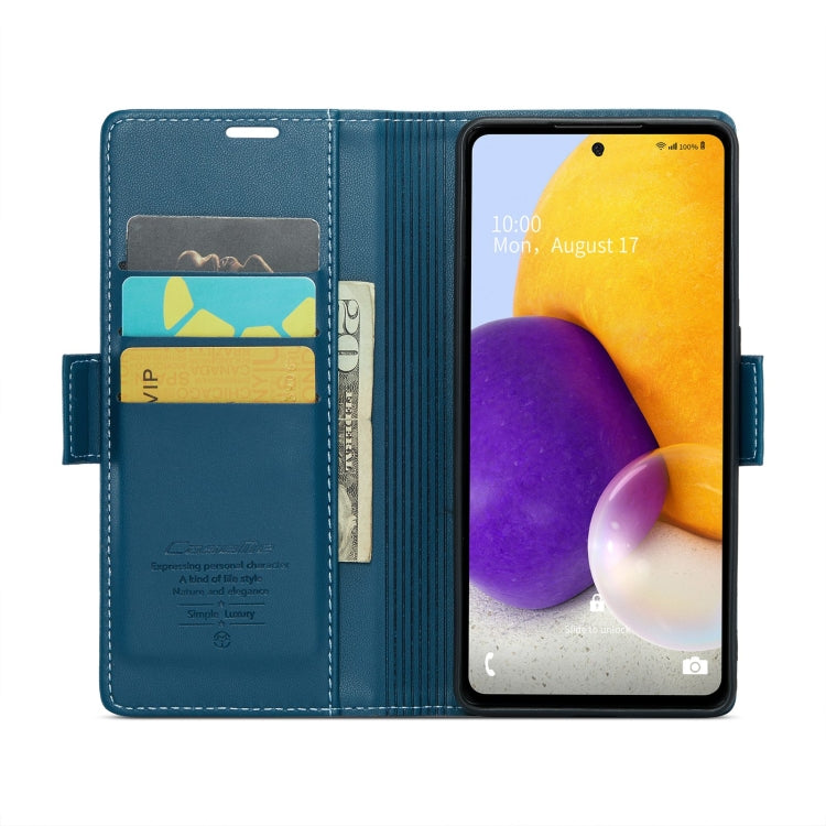 For Samsung Galaxy A72 CaseMe 023 Butterfly Buckle Litchi Texture RFID Anti-theft Leather Phone Case(Blue) - Galaxy Phone Cases by CaseMe | Online Shopping South Africa | PMC Jewellery | Buy Now Pay Later Mobicred