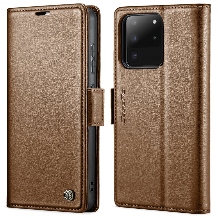 For Samsung Galaxy S20 Ultra CaseMe 023 Butterfly Buckle Litchi Texture RFID Anti-theft Leather Phone Case(Brown) - Galaxy Phone Cases by CaseMe | Online Shopping South Africa | PMC Jewellery | Buy Now Pay Later Mobicred