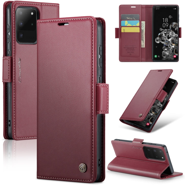 For Samsung Galaxy S20 Ultra CaseMe 023 Butterfly Buckle Litchi Texture RFID Anti-theft Leather Phone Case(Wine Red) - Galaxy Phone Cases by CaseMe | Online Shopping South Africa | PMC Jewellery | Buy Now Pay Later Mobicred