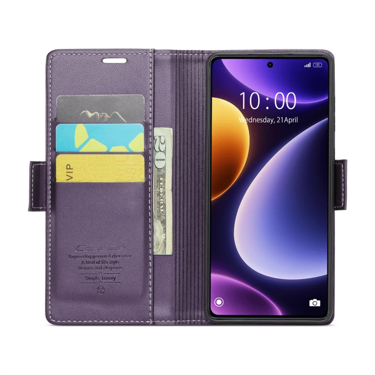 For Xiaomi Poco F5 5G/Redmi Note 12 Turbo 5G CaseMe 023 Butterfly Buckle Litchi Texture RFID Anti-theft Leather Phone Case(Pearly Purple) - Xiaomi Cases by CaseMe | Online Shopping South Africa | PMC Jewellery | Buy Now Pay Later Mobicred