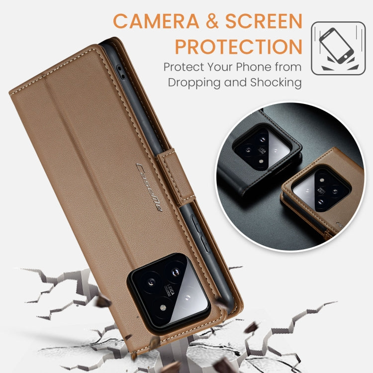 For Xiaomi 14 Pro CaseMe 023 Butterfly Buckle Litchi Texture RFID Anti-theft Leather Phone Case(Brown) - 14 Pro Cases by CaseMe | Online Shopping South Africa | PMC Jewellery | Buy Now Pay Later Mobicred