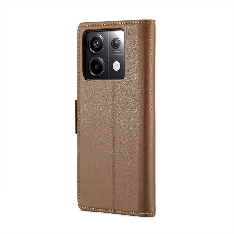 For Xiaomi Poco X6 5G CaseMe 023 Butterfly Buckle Litchi Texture RFID Anti-theft Leather Phone Case(Brown) - Xiaomi Cases by CaseMe | Online Shopping South Africa | PMC Jewellery | Buy Now Pay Later Mobicred