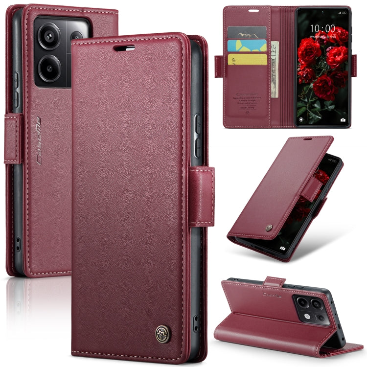 For Xiaomi Poco X6 5G CaseMe 023 Butterfly Buckle Litchi Texture RFID Anti-theft Leather Phone Case(Wine Red) - Xiaomi Cases by CaseMe | Online Shopping South Africa | PMC Jewellery | Buy Now Pay Later Mobicred