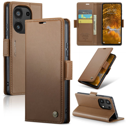 For Xiaomi Redmi Note 13 Pro 4G CaseMe 023 Butterfly Buckle Litchi Texture RFID Anti-theft Leather Phone Case(Brown) - Xiaomi Cases by CaseMe | Online Shopping South Africa | PMC Jewellery | Buy Now Pay Later Mobicred