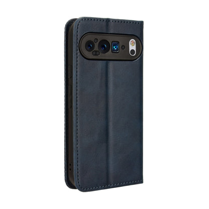 For Google Pixel 9 Pro Magnetic Buckle Retro Texture Leather Phone Case(Blue) - Google Cases by PMC Jewellery | Online Shopping South Africa | PMC Jewellery | Buy Now Pay Later Mobicred