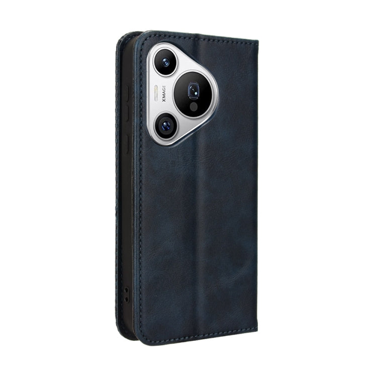 For Huawei Pura 70 Magnetic Buckle Retro Texture Leather Phone Case(Blue) - Huawei Cases by PMC Jewellery | Online Shopping South Africa | PMC Jewellery | Buy Now Pay Later Mobicred