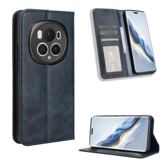 For Honor Magic6 Pro 5G Magnetic Buckle Retro Texture Leather Phone Case(Blue) - Honor Cases by PMC Jewellery | Online Shopping South Africa | PMC Jewellery