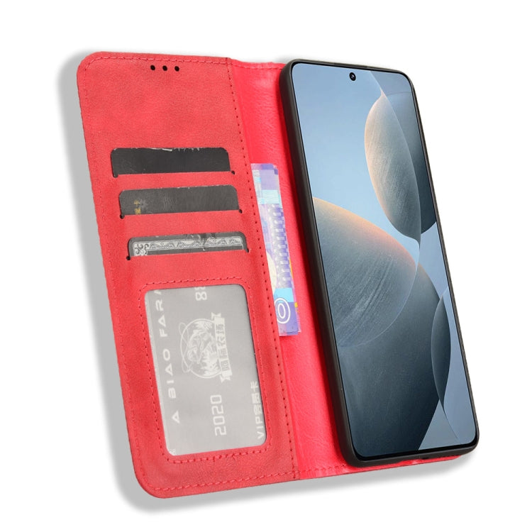 For Xiaomi Redmi K70 / K70 Pro Magnetic Buckle Retro Texture Leather Phone Case(Red) - K70 Pro Cases by PMC Jewellery | Online Shopping South Africa | PMC Jewellery | Buy Now Pay Later Mobicred