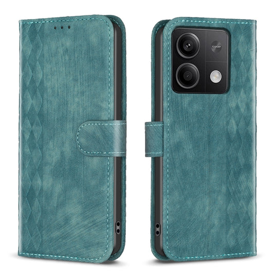 For Xiaomi Redmi Note 13 4G Global Plaid Embossed Leather Phone Case(Green) - Note 13 Cases by PMC Jewellery | Online Shopping South Africa | PMC Jewellery | Buy Now Pay Later Mobicred