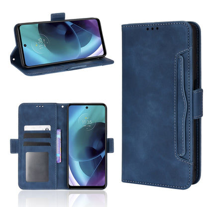 For Motorola Moto G52J 5G Skin Feel Calf Texture Card Slots Leather Phone Case(Blue) - Motorola Cases by PMC Jewellery | Online Shopping South Africa | PMC Jewellery | Buy Now Pay Later Mobicred