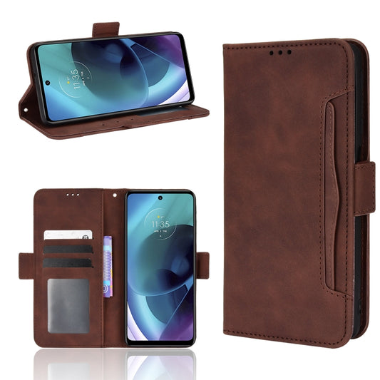 For Motorola Moto G52J 5G Skin Feel Calf Texture Card Slots Leather Phone Case(Brown) - Motorola Cases by PMC Jewellery | Online Shopping South Africa | PMC Jewellery | Buy Now Pay Later Mobicred